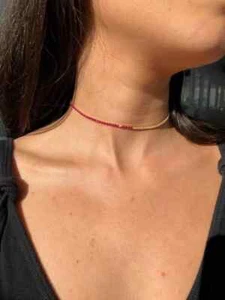 12.50Ct Round Lab Created Red Ruby Choker Tennis Necklace 14K Yellow Gold Plated - Picture 1 of 5