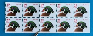 US Stamps Scott 2485 1991 Wood Duck booklet pane of 10 29¢ M/NH Very fresh - Picture 1 of 3