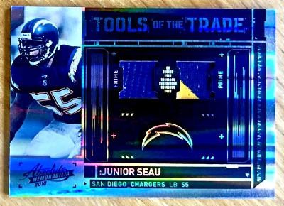 JUNIOR SEAU 2010 Absolute TOOLS OF THE TRADE GU Dual 2 Clr Patch 28/50 CHARGERS - Image 1 of 2