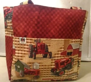 Farmall Tractor Country Barn Farming Hay Field Purse/Project Bag Handmade 12x12 - Picture 1 of 8