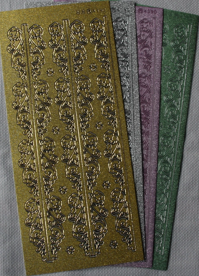 1 Stickerbogen Diamantfolie "Bordüren mit Blättern", Farbwahl, Jittenmeier - Bild 1 von 1