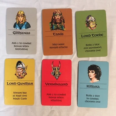 TSR DRAGONLANCE BOARD GAME REPLACEMENT PARTS PIECES All 6 Character Cards 1988 - Image 1 of 2