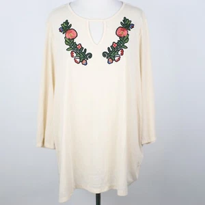 Blusa Top Karen Brooks Para Mujer 3X Bordada Cuello Cerradura Nuevo con Etiquetas - Imagen 1 de 4