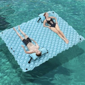 Lake Floats For Adults With Pool Hammock, 114” X 72” Giant Inflatable Mat - Picture 1 of 5