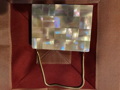 复古 20 世纪 50 年代珍珠母化妆盒 Minaudière 钱包 — 第 1/4 张图片