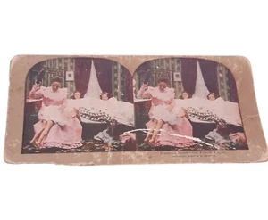 Antike Stereographiekarte Mama siedelt den Kissenkampf Griffith Dia um 1900 - Bild 1 von 6