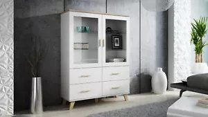 Vitrine Vitrinenschrank LOTTA in Briliant Weiß Schrank Wohnzimmerschrank - Bild 1 von 3