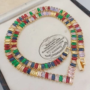 A Refined Vintage Style - Multi Coloured Baguette Cubic Zirconia COLLAR Necklace - Picture 1 of 7