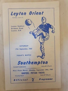 1960/61 Leyton Orient Reserves V Southampton Reserves Football Combination Progr - Picture 1 of 3