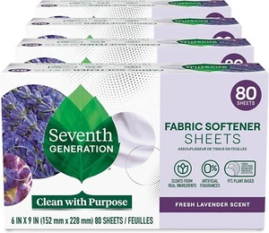 Seventh Generation Dryer Sheets Fabric Softener Fresh Lavender Scent with 100% E - Picture 1 of 2