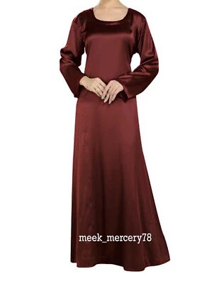Ramadan Muslim Hijab long Gown maxi Long dress Floor Length Satin Long Gown S121 - Image 1 of 4