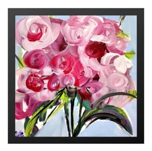 CORBELLIC EXPRESSIONISM 12X12 ROSE FLOWERS HANDMADE SIGNED COLORFUL ART PAINTING - Picture 1 of 7