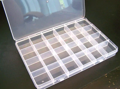 24 Compartment Organizer / Storage Plastic Box With Hinged Lid - New - Image 1 of 2