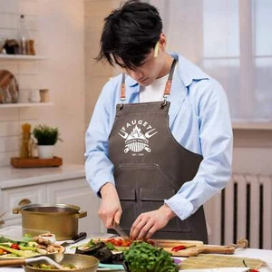 Delantal de lona con correas ajustables cruzadas personalizadas - Imagen 1 de 25