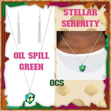 Paparazzi 🦄 Stellar Serenity  GREEN Multi OIL SPILL 🌈 Necklace ~ 🔥WOW🔥LQQK