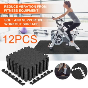 12PC Exercise Floor Mat Foam Puzzle Interlocking Tiles Workout Equipment Cushion - Picture 1 of 13