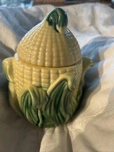 Vtg  STANFORD WARE  7.5” CORN COB Jar w/Lid  Stoneware Pottery Mint - Picture 1 of 12