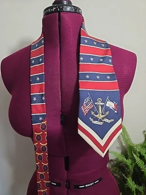 Corbata de Colección Años 90 Para Hombre Tommy Hilfiger Náutica EE. UU. Estrellas Rayas Bandera Patriótica  Foto 1 de 4