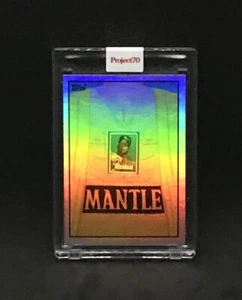 2021 Topps Project 70~1952 Mickey Mantle Rainbow 🌈 Foil By Keith Shore #68/70 - Picture 1 of 2