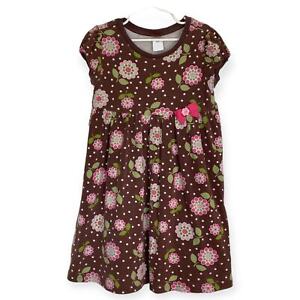 GYMBOREE 2012 Equestrian Club Flower Dot Bow Dress Brown Pink Girl's Size 7