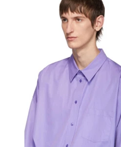 BALENCIAGA Men’s Shirt Classic Casual Office Lilac Purple Cotton Button Up SZ 38 - Picture 1 of 23