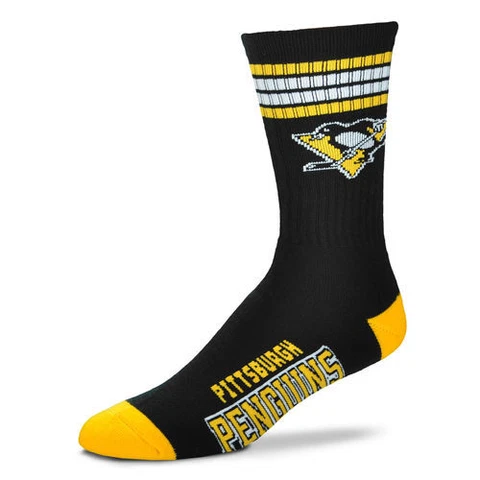 For Bare Feet Pittsburgh Penguins 4-Stripe Deuce Socks 10-13 Shoe Size Cover