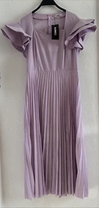 Aomei Womens Long Lilac Purple Flowy Ruffle Sleeve Dress Zip Back Size Large - Picture 1 of 14