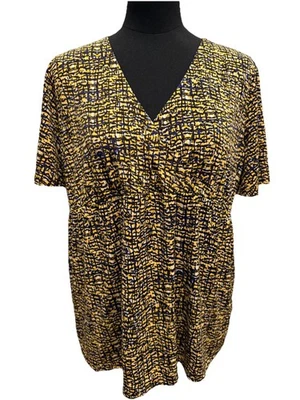 Jones Wear Women's Short Sleeve Multicolor Patterned V-Neck Blouse, Size XL - Image 1 of 4