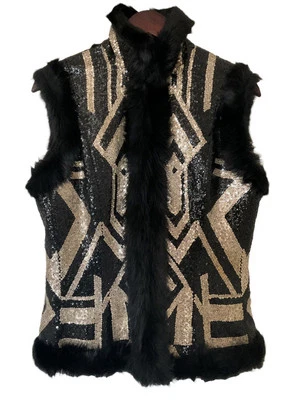 $6500  Ralph Lauren Purple Label Collection Embellished Genuine Fur Vest NWT 8 - Image 1 of 4