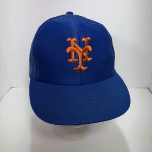Vintage New York Mets bestickt klassisch Snapback blau Kappe Mesh Truckermütze - Bild 1 von 18