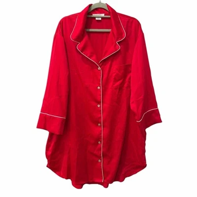 Natori Private Luxuries Red Satin Sleep Shirt size medium - Image 1 of 4