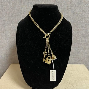 Ben-Amun Gold Doppelstrang Tropfen Charm Halskette 16" NEU - Bild 1 von 10