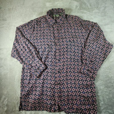 Camisa masculina Robert Stock grande padrão geométrico manga longa seda bolso vestido - Imagem 1 de 4