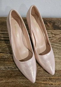 Tacchi donna 11 stiletto rosa oro rosa scintillante punta chiusa coppia sogno - Foto 1 di 16