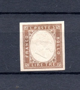 Sardegna (Italy) 1851 old 3 Lire Victor Emanuel stamp (Michel 15) unused/MLH - Picture 1 of 2