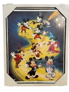 Disney Mickey Mouse 1928 - 1986 Gerahmtes Poster Kunst 28x22" Selten OVP - Bild 1 von 16