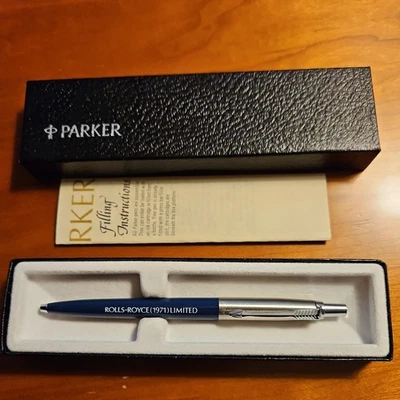 ROLLS-ROYCE (1971) Limited Parker Jotter Ballpen azul oscuro tapa de acero inoxidable de colección Foto 1 de 4