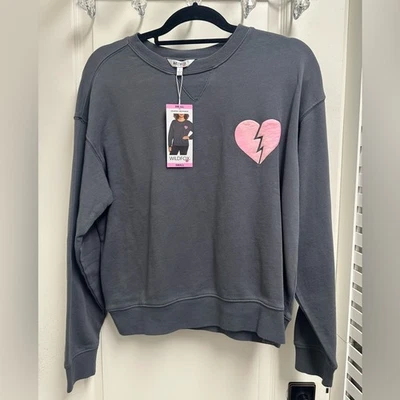 Nuevo con etiquetas Suéter Para Mujer Wildfox Gris Rosa Corazón Cuello Redondo "Ojalá fuera Sábado" Foto 1 de 4