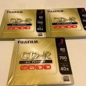 FUJIFILM CD-R All Purpose 5 Pack W/Cases Discs 80min 700mb 1x to 40x Sealed 3 Pk - Afbeelding 1 van 2