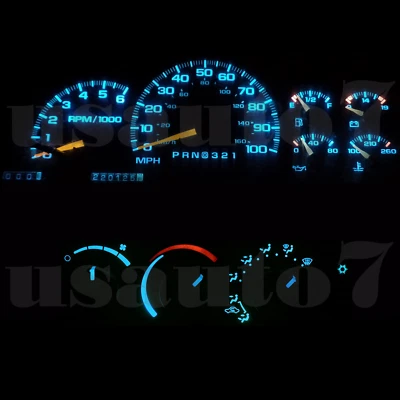 Cluster AC Climate Control AQUA LED LIGHTS Fits 95-99 Silverado Suburban C1500 Foto 1 de 3