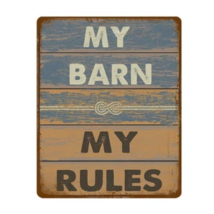Retro Vintage My Barn My Rules Shed Garden Kitchen Home House Metal Wall Sign - Picture 1 of 2