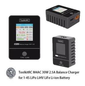 ToolkitRC M4AC 30W 2.5A Balance Charger for 1-4S LiPo LiHV LiFe Li-ion Battery - Picture 1 of 11