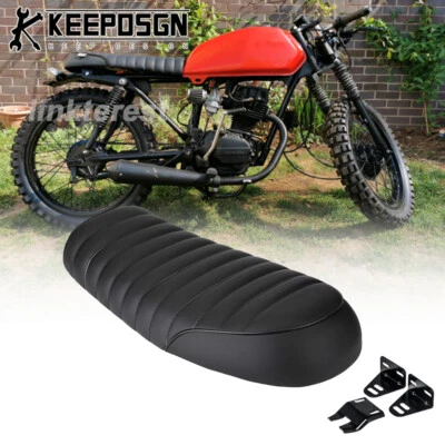 Retro Cafe Racer Custom Motorcycle Seat Saddle Flat Brat Pan for Honda CG125 - Image 1 of 4