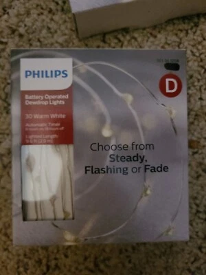 Philips 30ct Christmas LED Dewdrop Lights 4 Function Battery Operated Warm White - Image 1 of 4