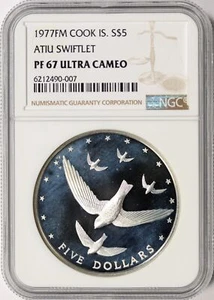 1977 FM Cook Islands Atiu Swiftlet NGC PF67 Ultra Cameo - Picture 1 of 4