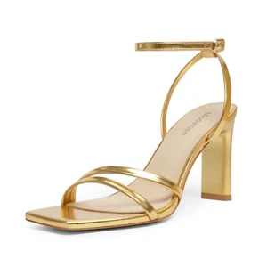 ✨ Modatope Gold Women’s Strappy Heels – Size 8 Block High Heel Sandals Party Sho - Picture 1 of 2