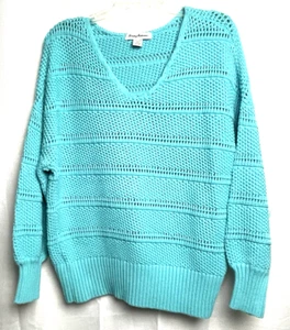 Suéter Tommy Bahama Para Mujer Suave Crochet Rayas Tejido Abierto Talla XL Azul Aguamarina B*N - Imagen 1 de 4