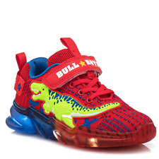 Bull Boys T-Rex Dinosaur Light up Trainers in Rosso New DNAL 3212
