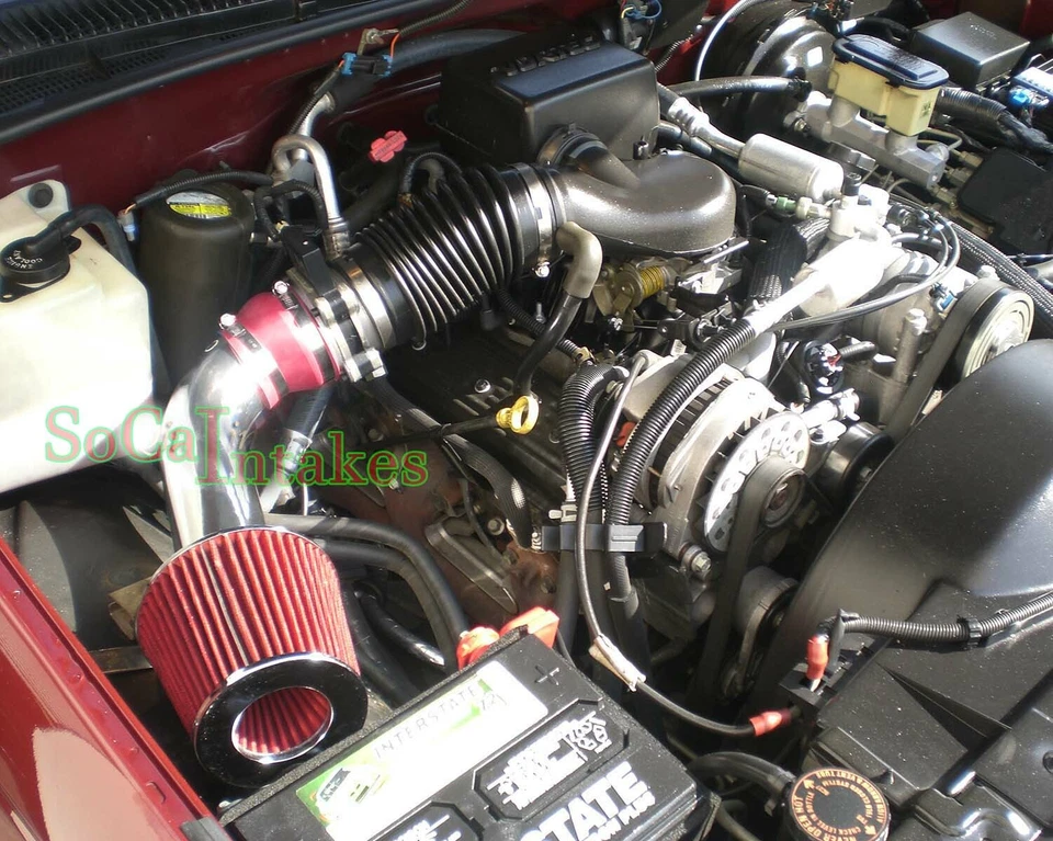 Kit y filtro de sistema de admisión de aire rojo para 96-99 Chevrolet C1500 con 5,0/5,7 L V8 Foto 1 de 1