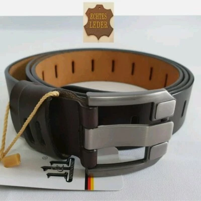 UNOUNOUNO Herren Damen Gürtel echt Leder 38 mm Jeansgürtel Anzugsgürtel braun 120 cm DHL